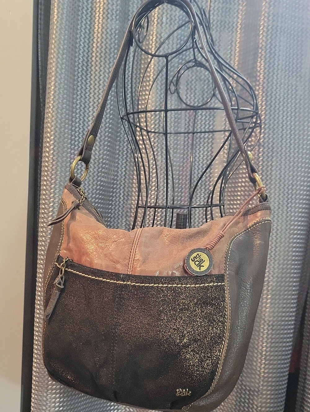 The Sak Brown Two-Tone Leather & Suede Shoulder Bag